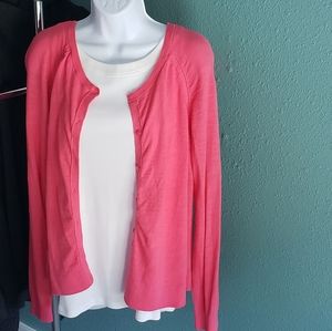 Loft XL Pink/Coral long sleeve cardigan